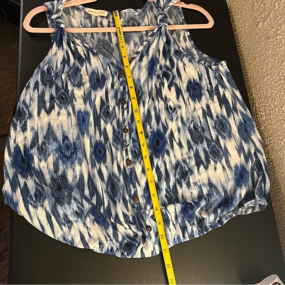 Parallel Skies Blue & White Button-Down Blouse Size Xl casual everyday beach - Picture 3 of 7